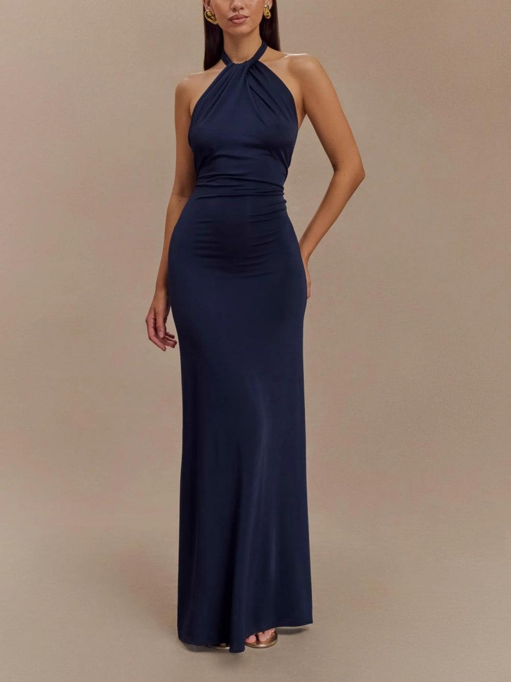 Nicole | Slinky Halter Maxi Dress