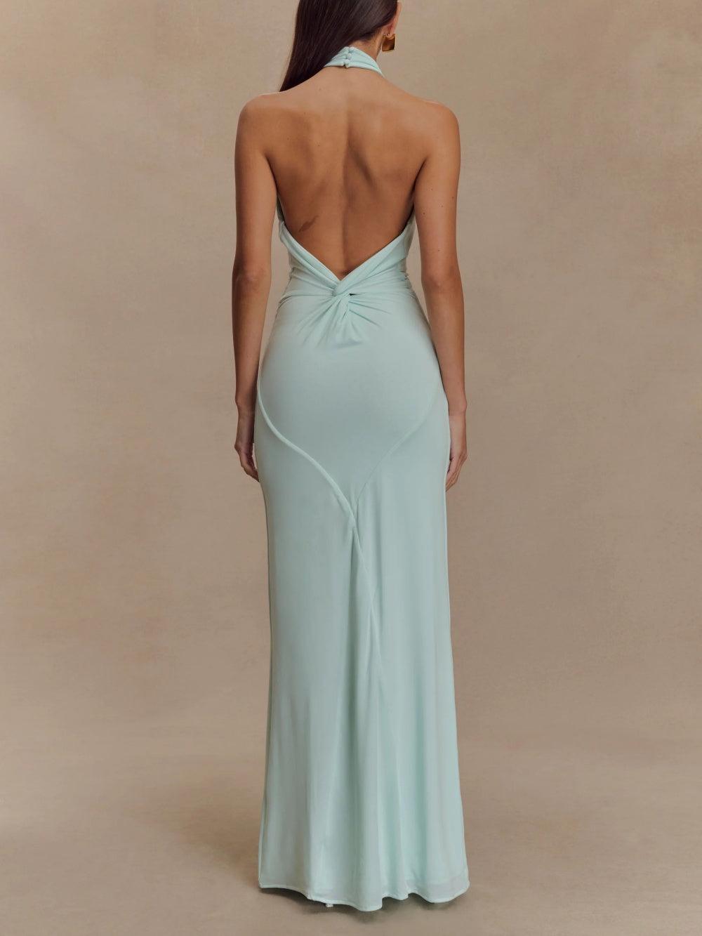 Nicole | Slinky Halter Maxi Dress