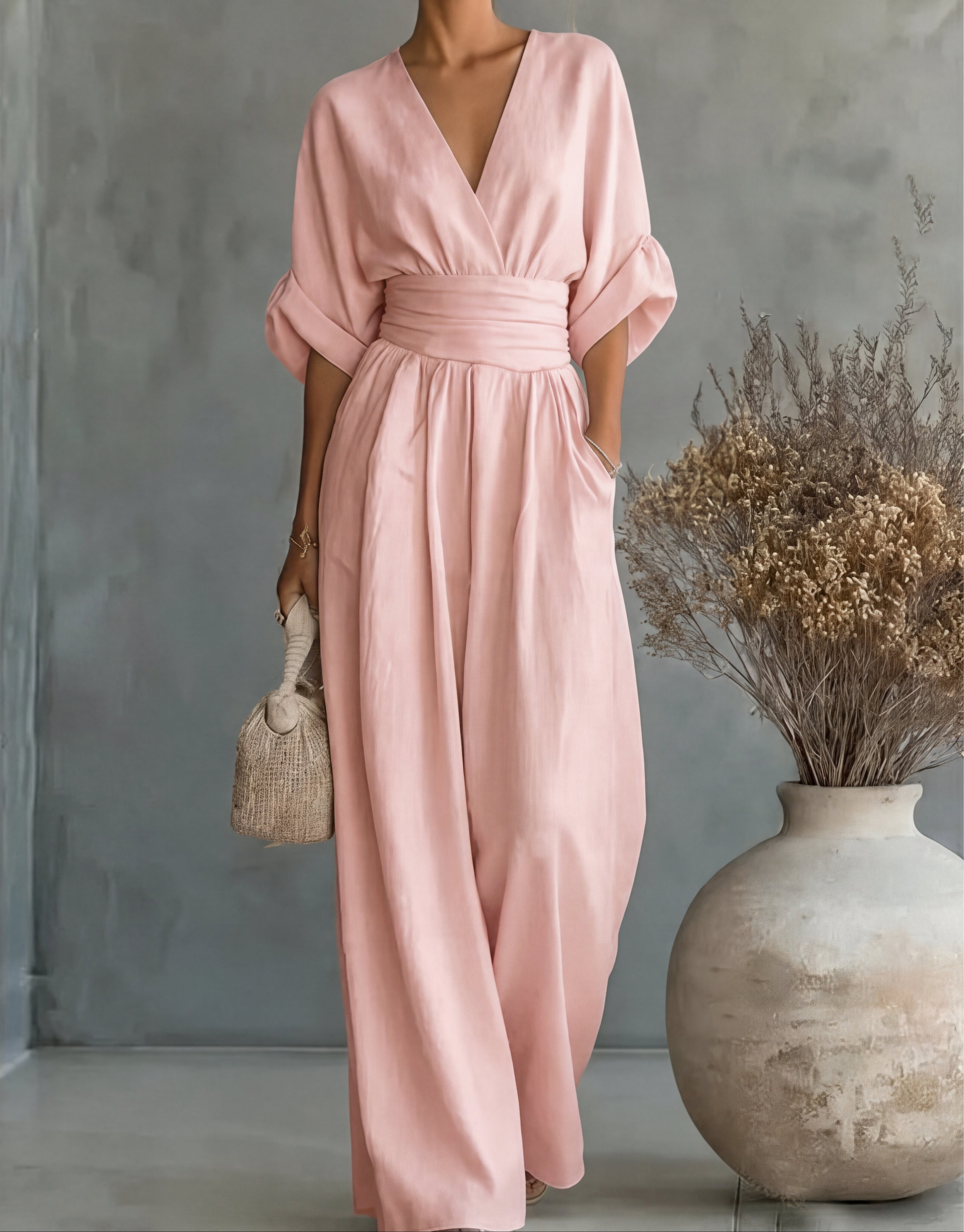 Giulia | Elegante Tuta con Scollo a V e Gambe Larghe