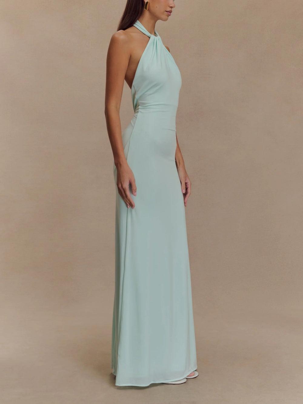Nicole | Slinky Halter Maxi Dress
