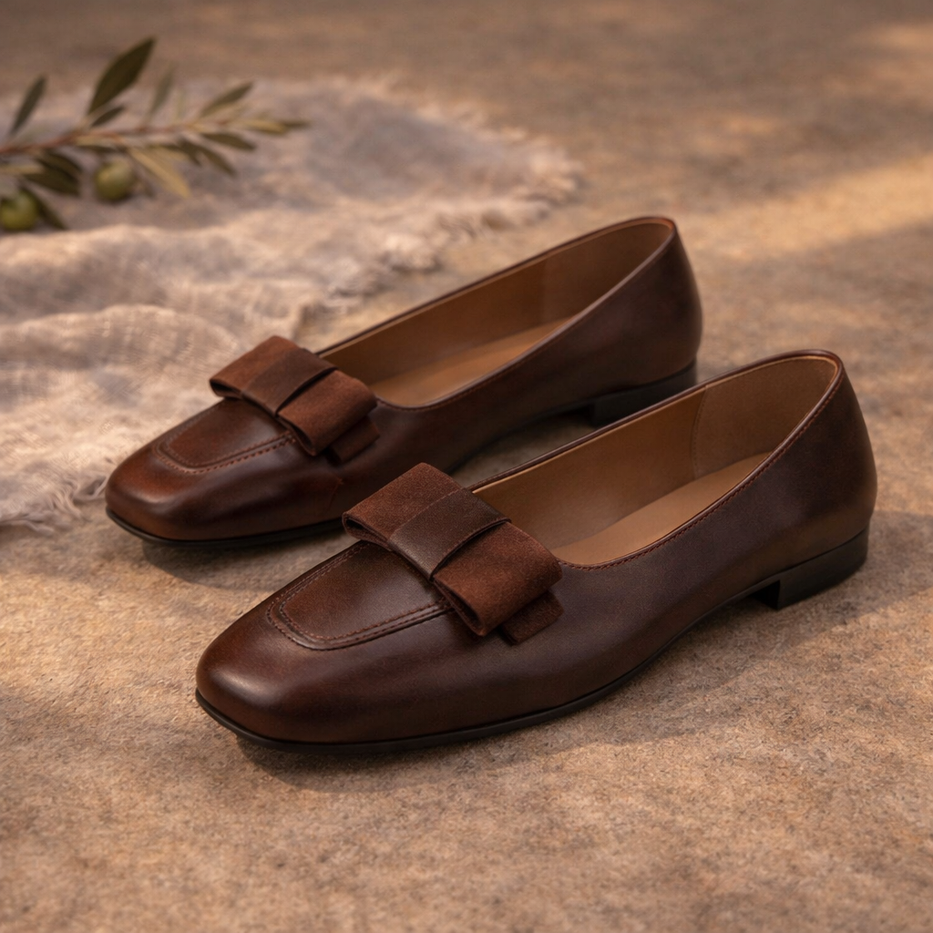 Camille | Bow Leather Flats