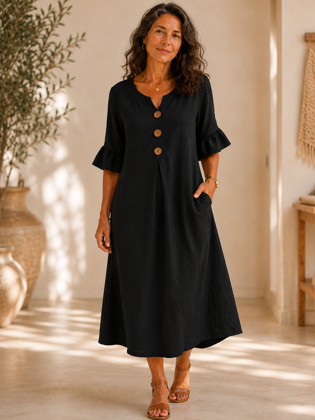Vanesa | Abito Linen Blend con Bottoni