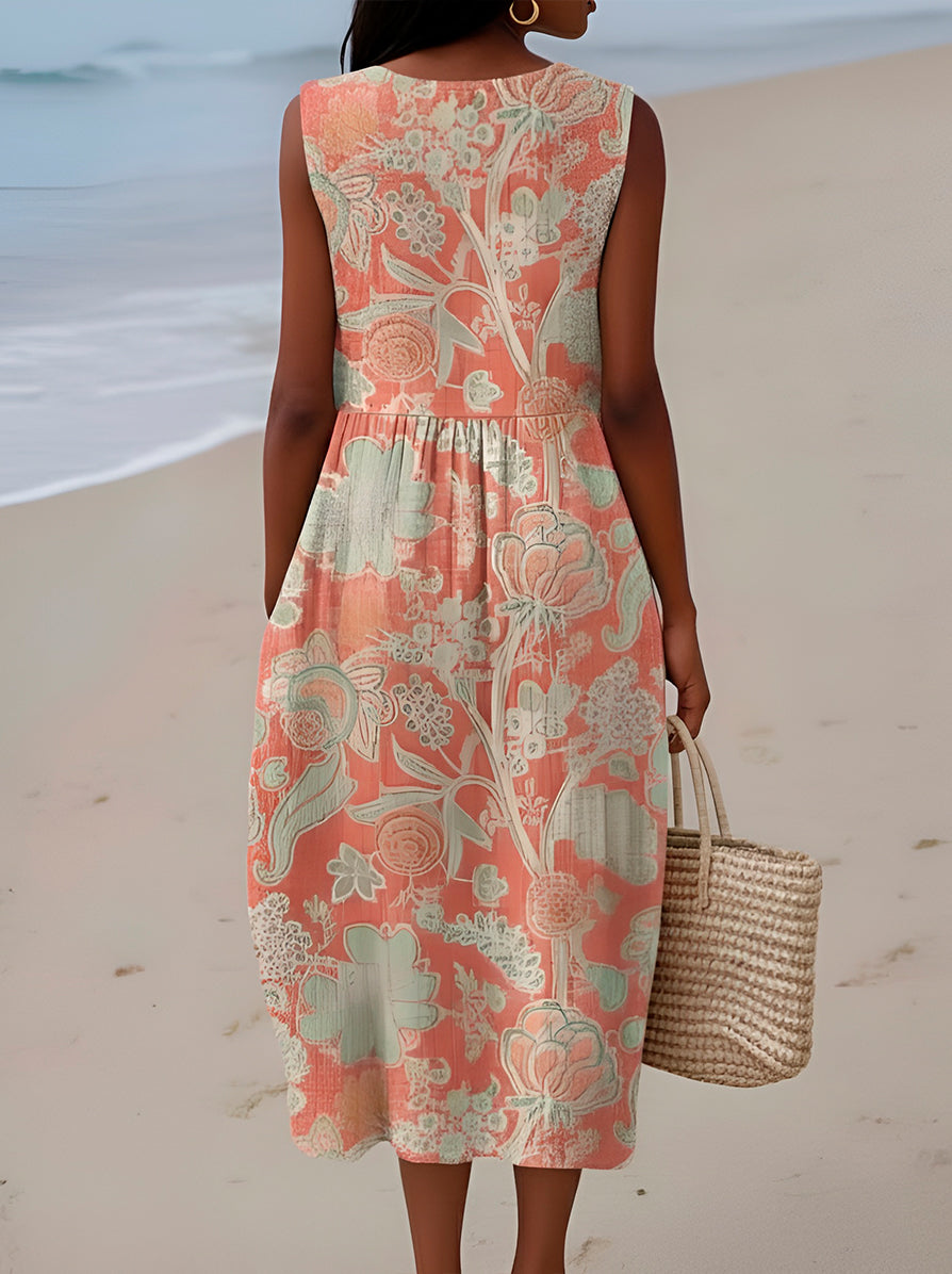 BETH | FLORAL COTON MIDI DRESS