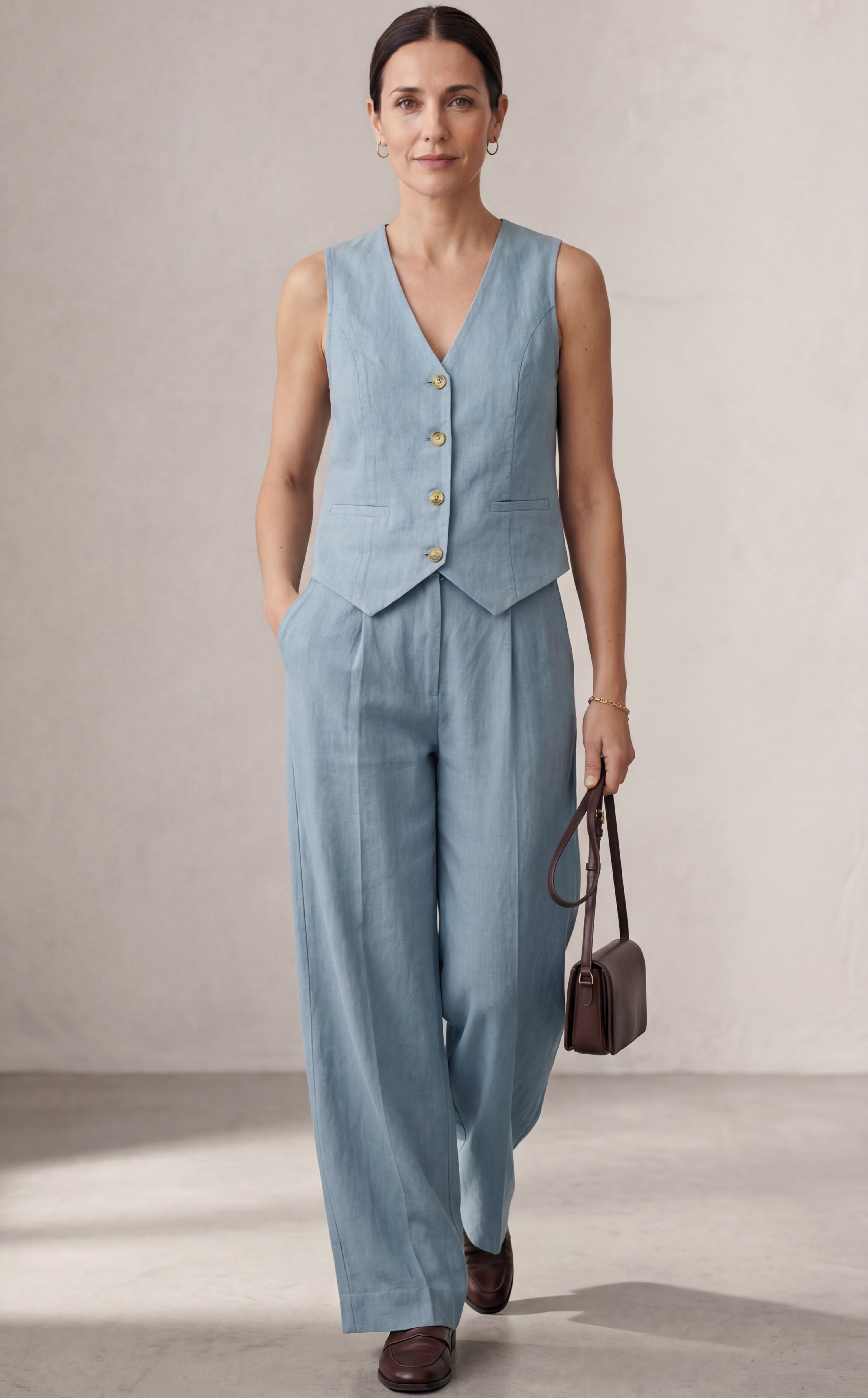 Aira | Elegant waistcoat and wide-leg trousers