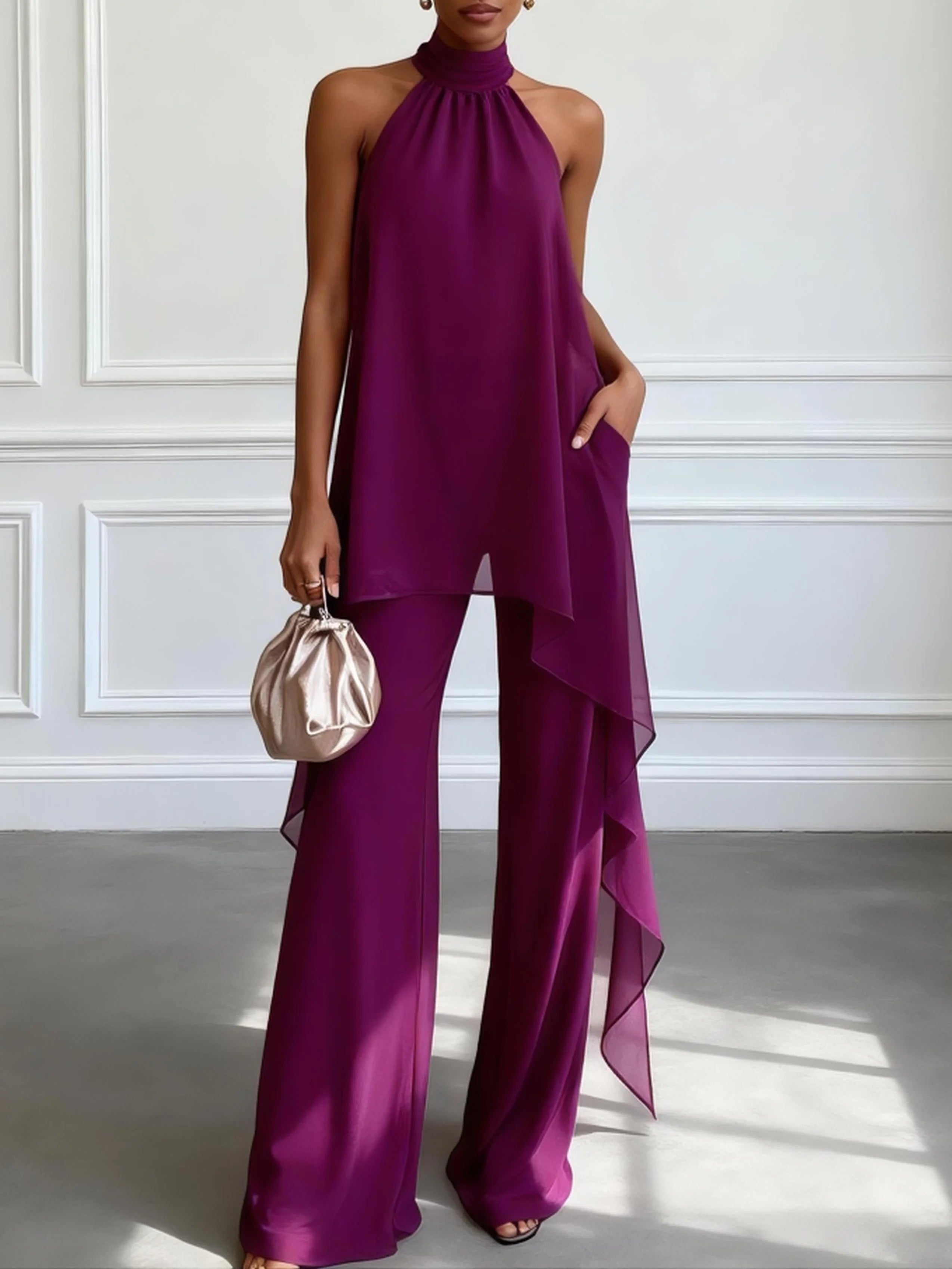Viola | Elegant Halter Suit with Trousers