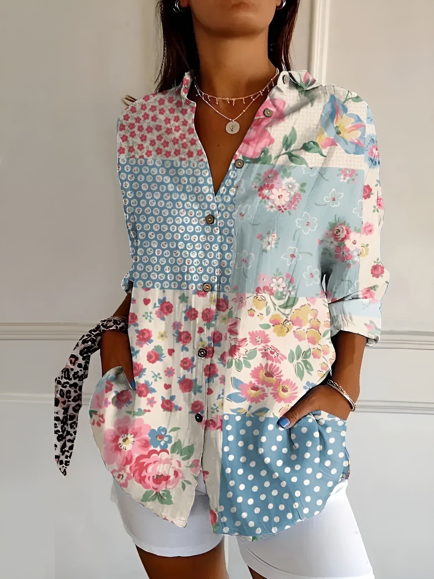 MELODIE | Camicia Elegante con Bottoni a Fiori