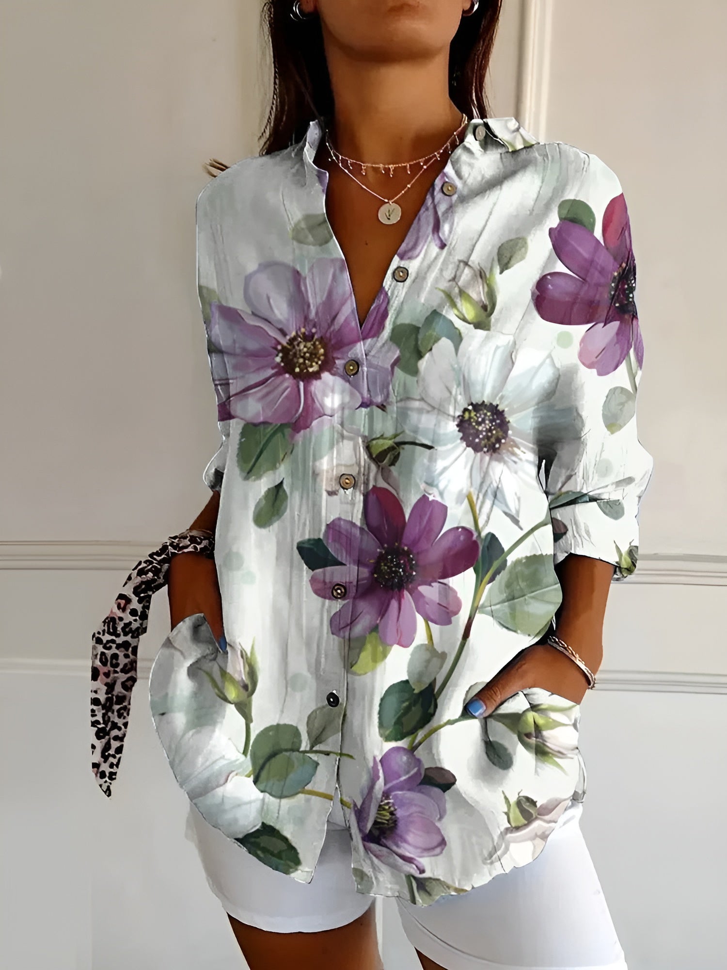 MELODIE | Camicia Elegante con Bottoni a Fiori